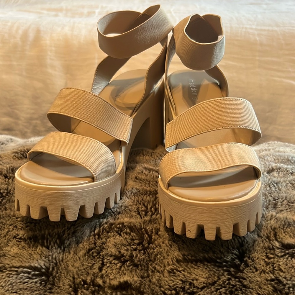 Madden Girl chunky nude heels. Size US women’s 10.